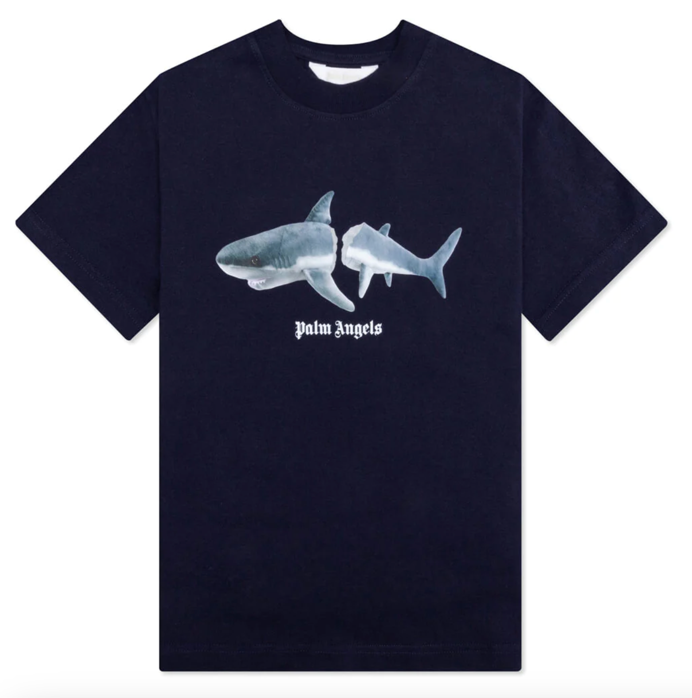 Palm Angels Kids Shark Tee Navy Blue Size 8