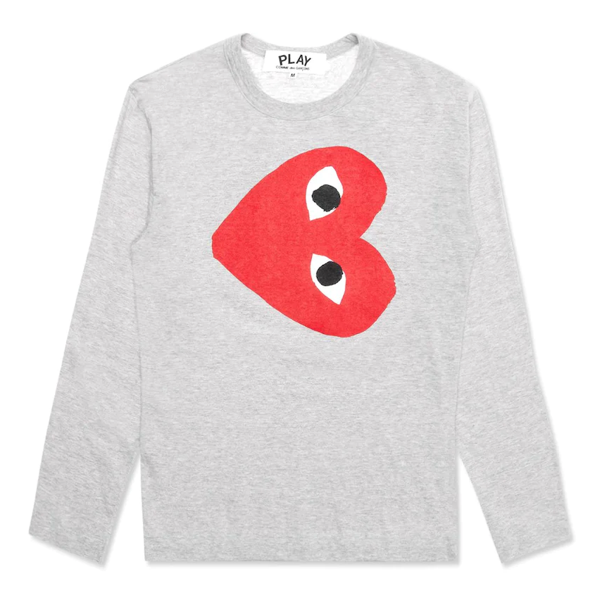 Comme des Garcons PLAY Sideways Logo L/S Tee - Grey