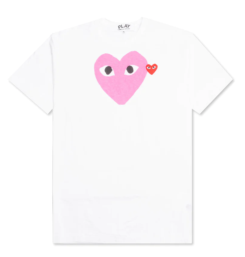 Comme des Garcons PLAY Red Emblem Heart T-Shirt - White/Pink