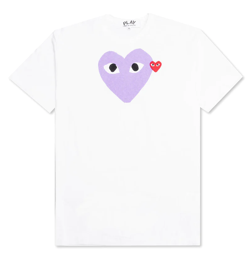 Comme des Garcons PLAY Red Emblem Heart T-Shirt - White/Purple