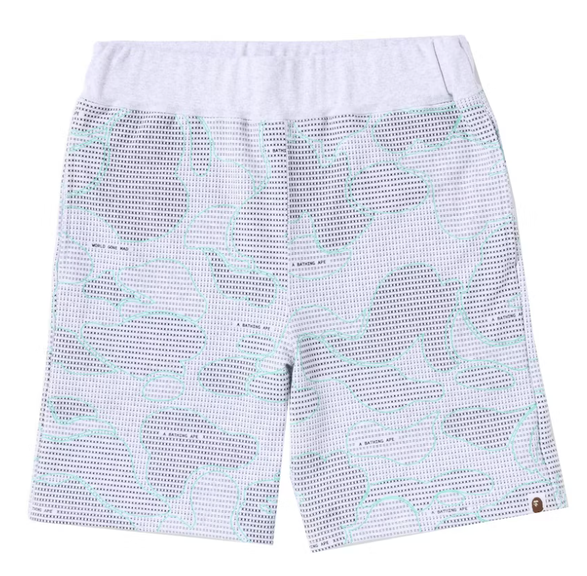 BAPE Text Code Camo Sweat Shorts Grey