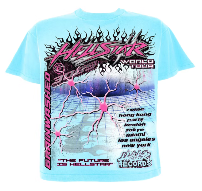 Hellstar Neuron Tour T-Shirt Light Blue