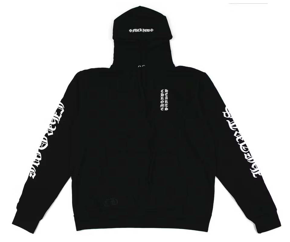 Chrome Hearts Vertical Logo FU Hood Hoodie Black/White