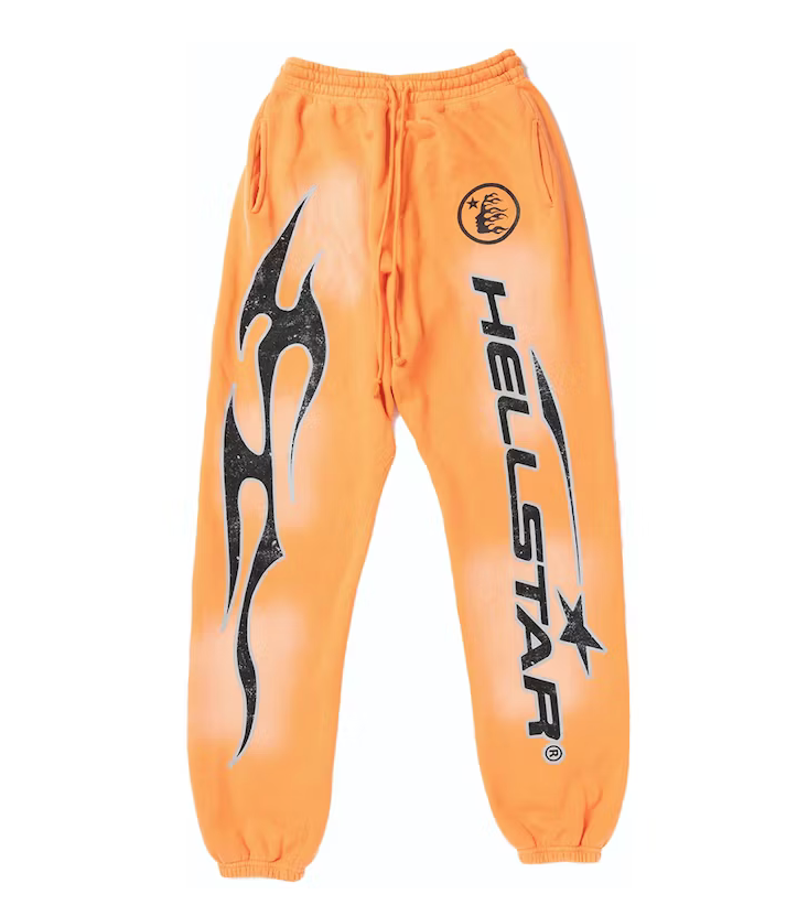 Hellstar Fire Orange Closed Elastic Bottom Sweatpants Orange Dye