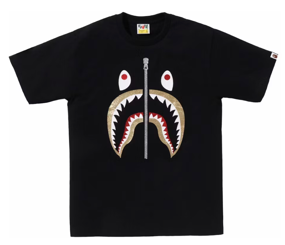 BAPE Glitter Shark Tee Black