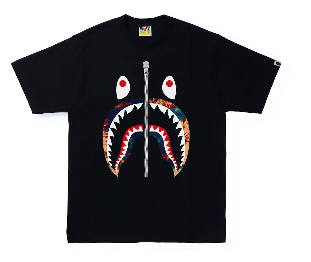 BAPE Tie Dye Shark Tee Black/Navy