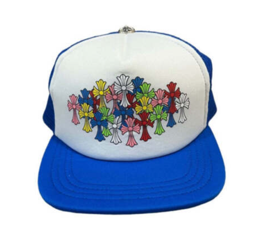 Chrome Hearts Multi Color Crosses Trucker Hat Blue