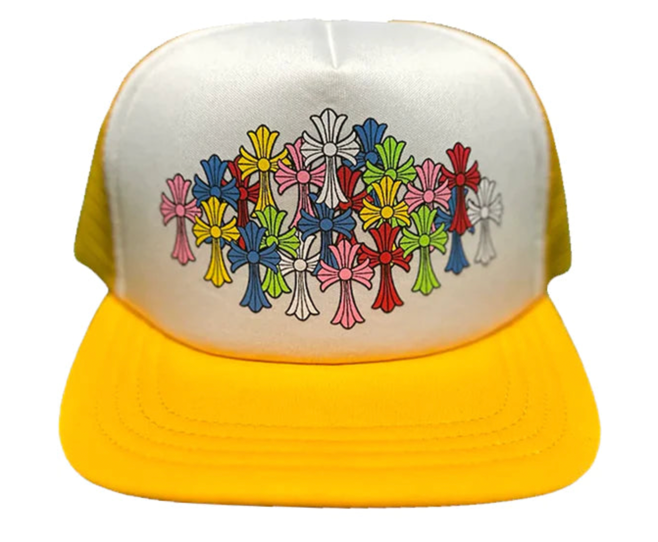 Chrome Hearts Multi Color Crosses Trucker Hat Yellow